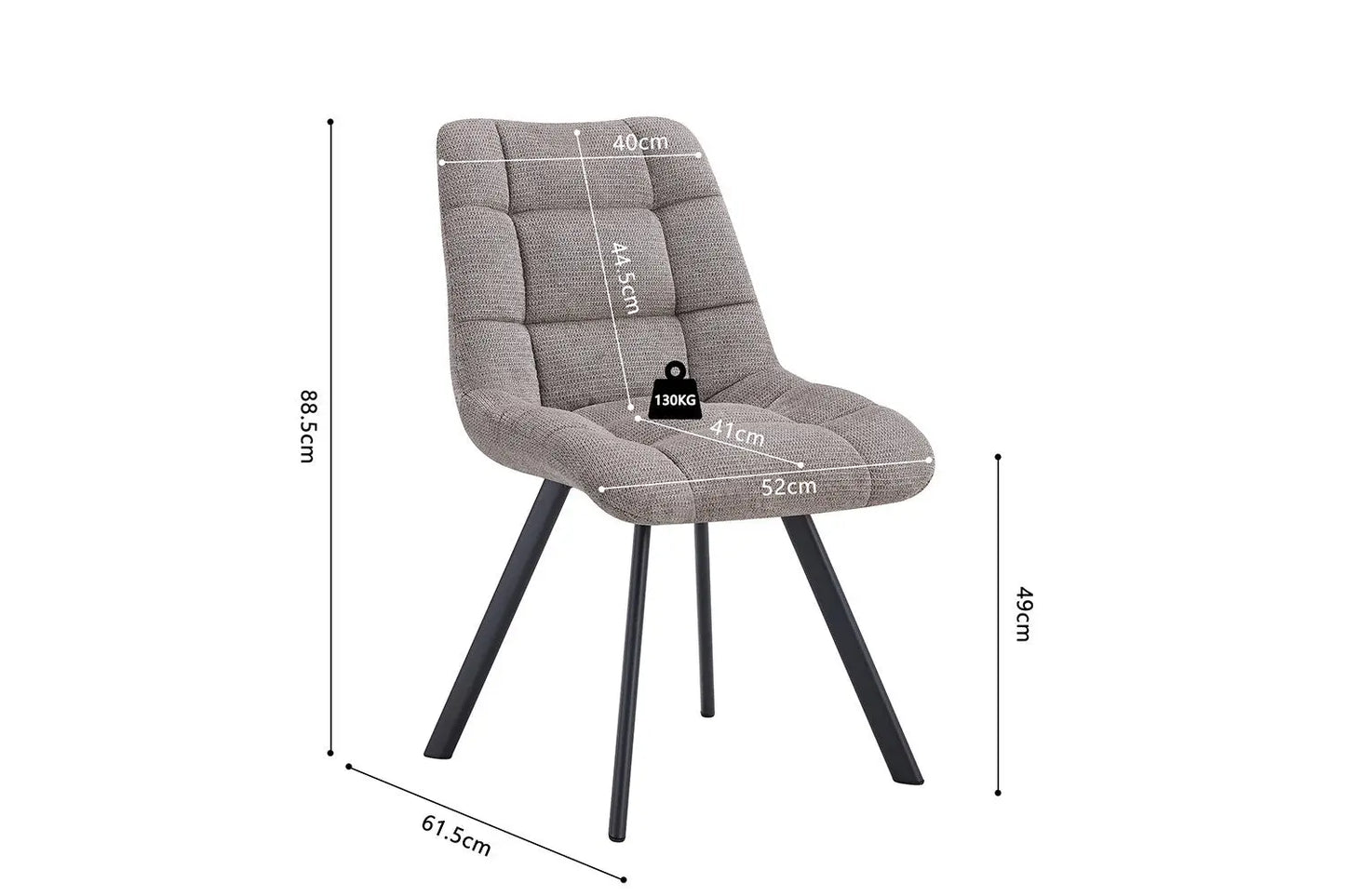 LIZA - Chaise de Salle à Manger - 52 x 61.5 cm - Gris clair ROUSSEAU