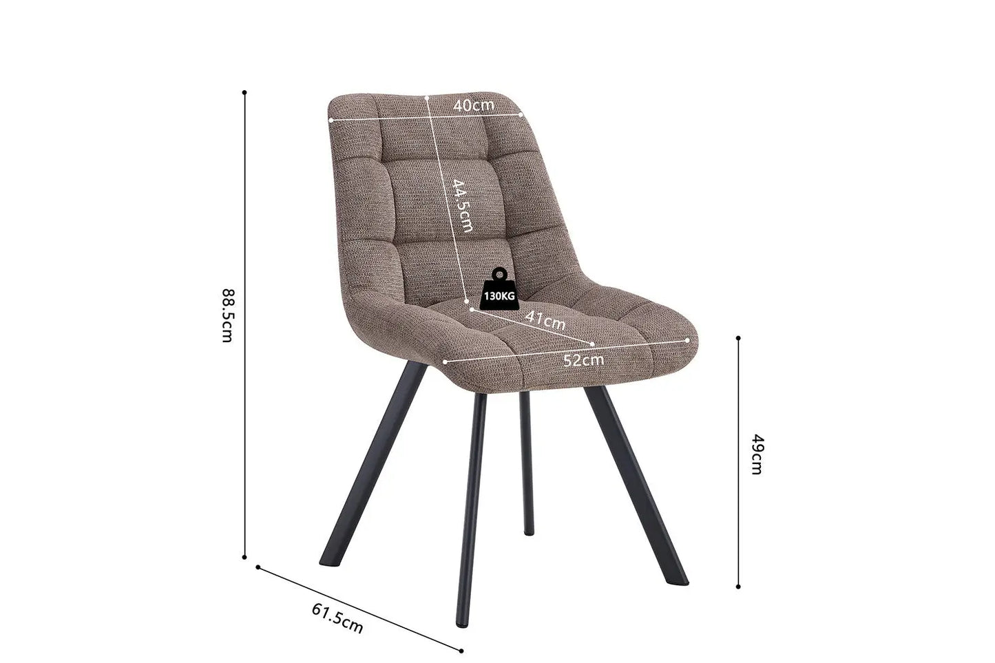 LIZA - Chaise de Salle à Manger - 52 x 61.5 cm - Poivre ROUSSEAU