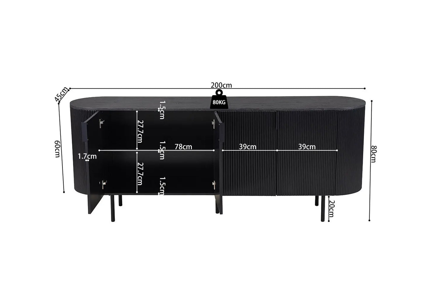 LYANE - Buffet Effet Brun Foncé - 200 cm ROUSSEAU