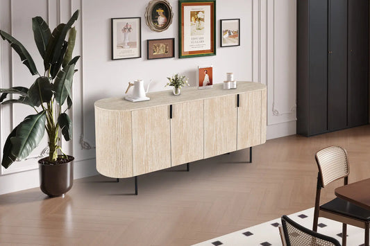 LYANE - Buffet Effet Travertin Beige - 200 cm ROUSSEAU