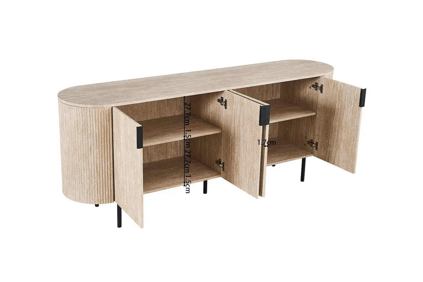 LYANE - Buffet Effet Travertin Beige - 200 cm ROUSSEAU