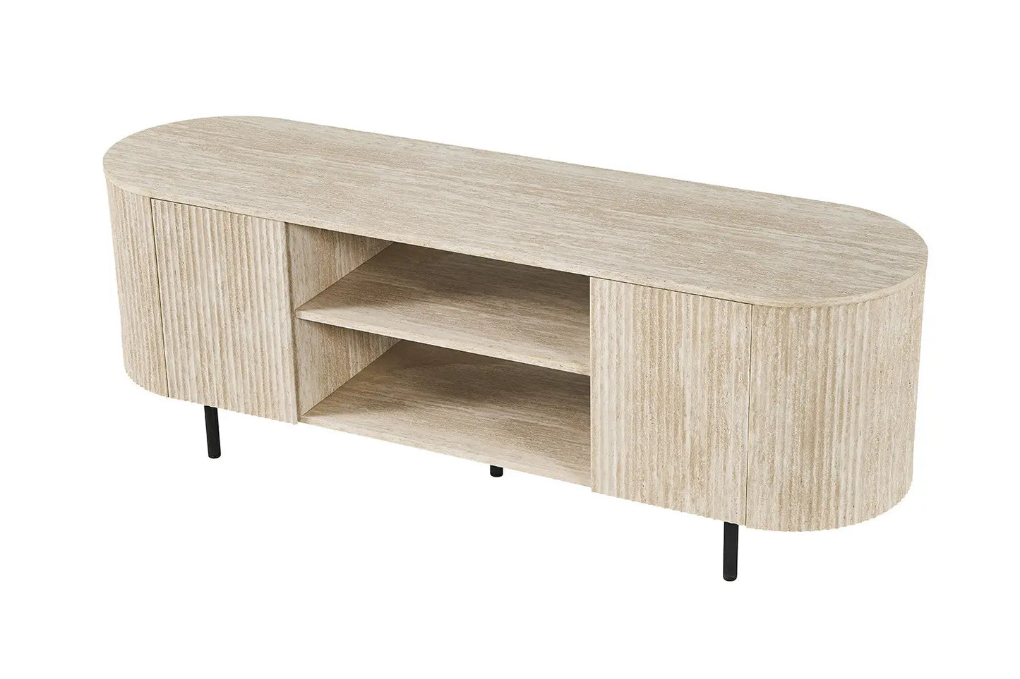 LYANE - Meuble TV - 160 cm - Effet Travertin Beige ROUSSEAU