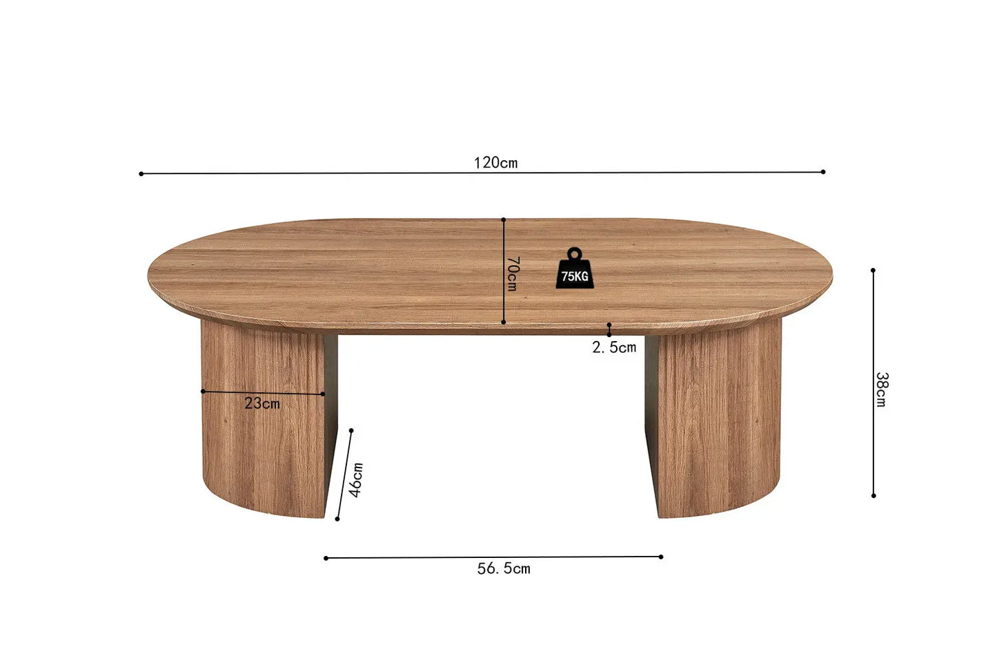 LYANE - Table Basse Ovale - 120 cm - Effet Chêne Vieilli ROUSSEAU