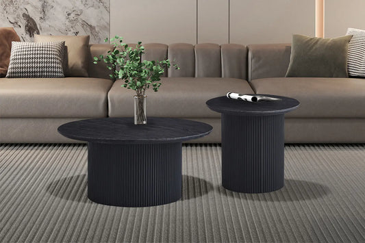 LYANE - Table Basse Ronde - 50 cm - Effet Brun foncé ROUSSEAU