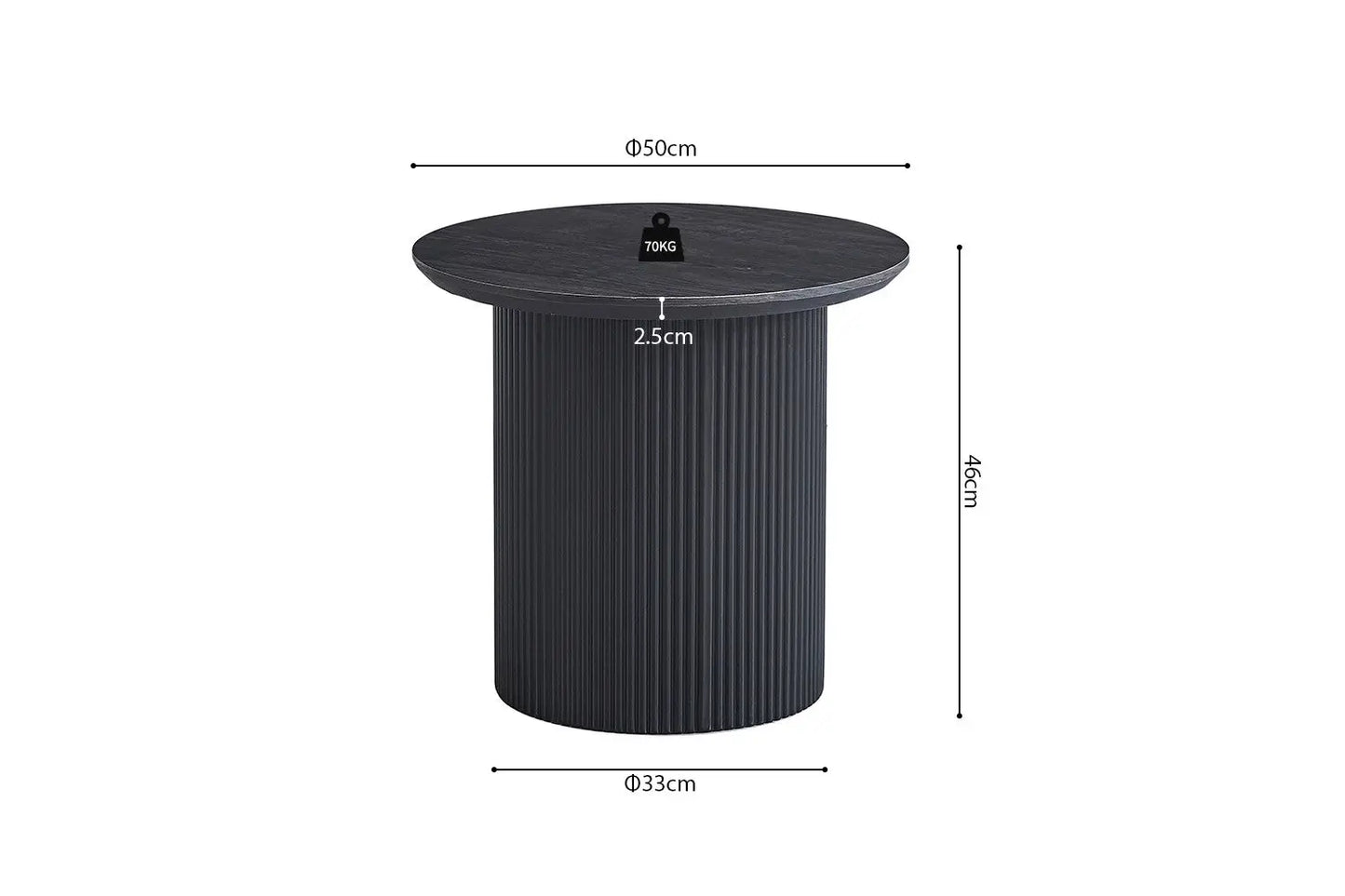 LYANE - Table Basse Ronde - 50 cm - Effet Brun foncé ROUSSEAU