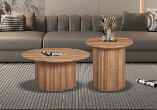 LYANE - Table Basse Ronde - 50 cm - Effet Chêne Vieilli ROUSSEAU