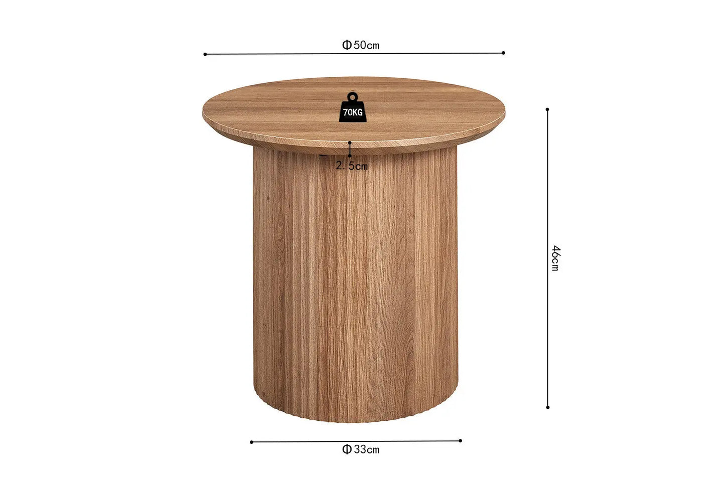 LYANE - Table Basse Ronde - 50 cm - Effet Chêne Vieilli ROUSSEAU