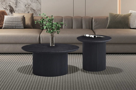 LYANE - Table Basse Ronde - 80 cm - Effet Brun foncé ROUSSEAU