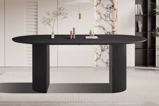 LYANE - Table à Manger Ovale - Effet Brun foncé - 200 cm ROUSSEAU