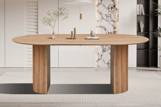 LYANE - Table à Manger Ovale - Effet Chêne Vieilli - 200 cm ROUSSEAU