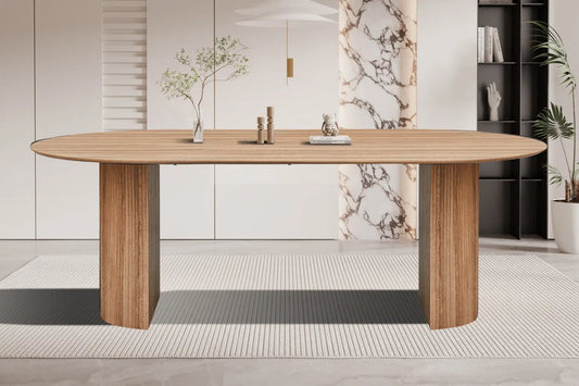 LYANE - Table à Manger Ovale - Effet Chêne Vieilli - 220 cm ROUSSEAU