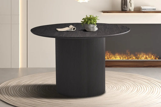 LYANE - Table à Manger Ronde - 120 cm - Effet Brun foncé ROUSSEAU