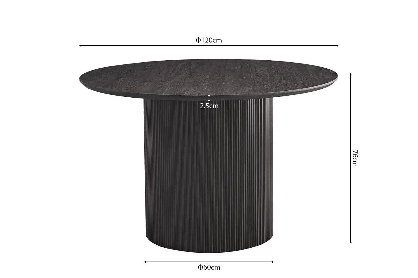 LYANE - Table à Manger Ronde - 120 cm - Effet Brun foncé ROUSSEAU