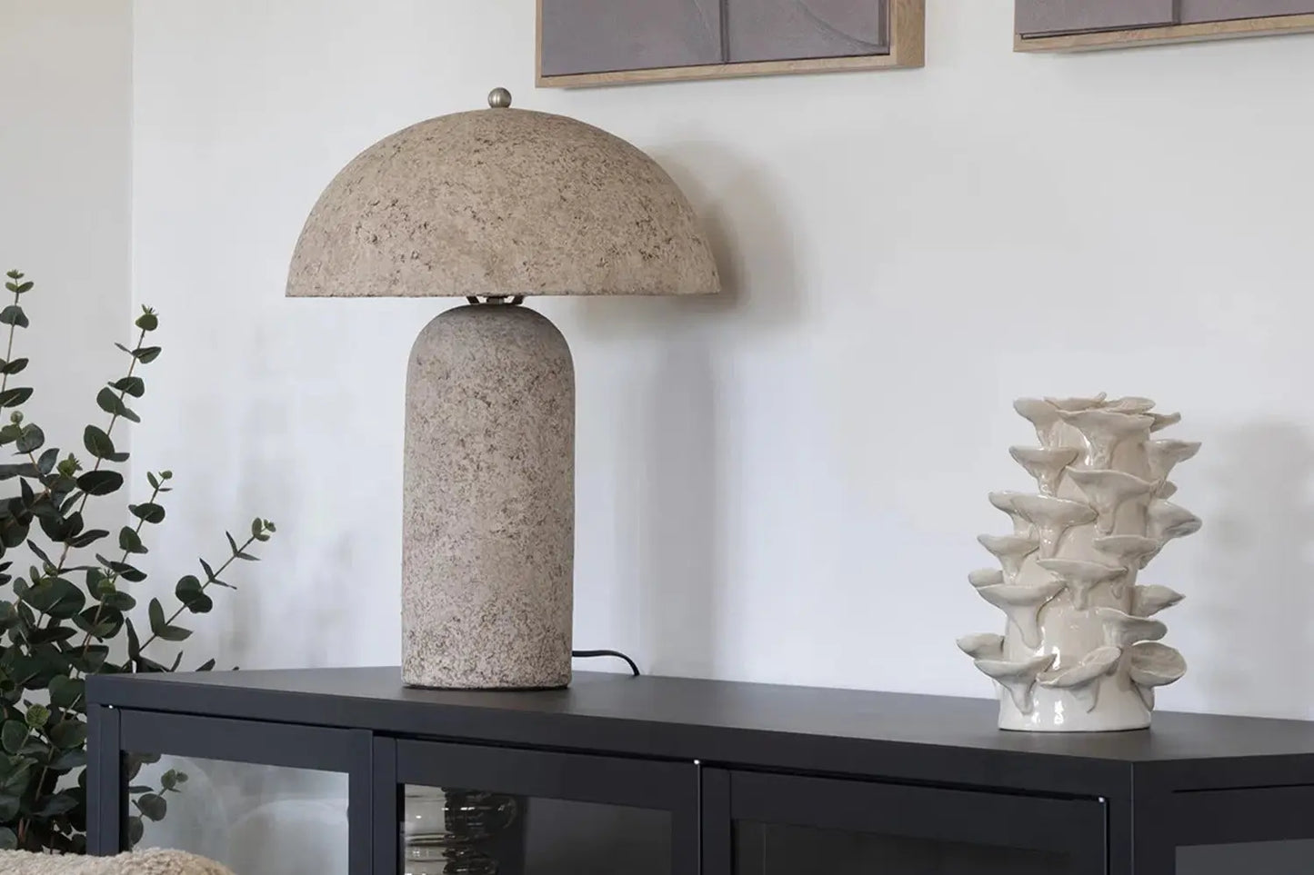 Lampe de table en Papier-Mâché Gris Clair ASTLEY - H : 49,5cm HOUSE NORDIC