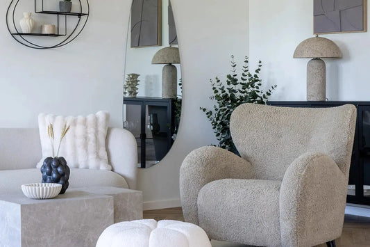 Lampe de table en Papier-Mâché Gris Clair ASTLEY - H : 49,5cm HOUSE NORDIC