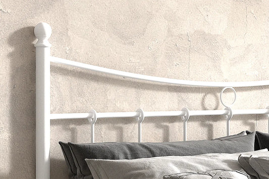 Lit 140x200 avec sommier Métal Blanc SORAYA ROUSSEAU