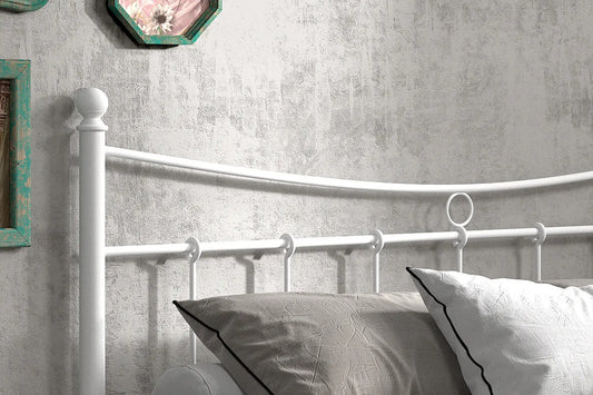 Lit 160x200 avec sommier Métal Blanc SORAYA ROUSSEAU