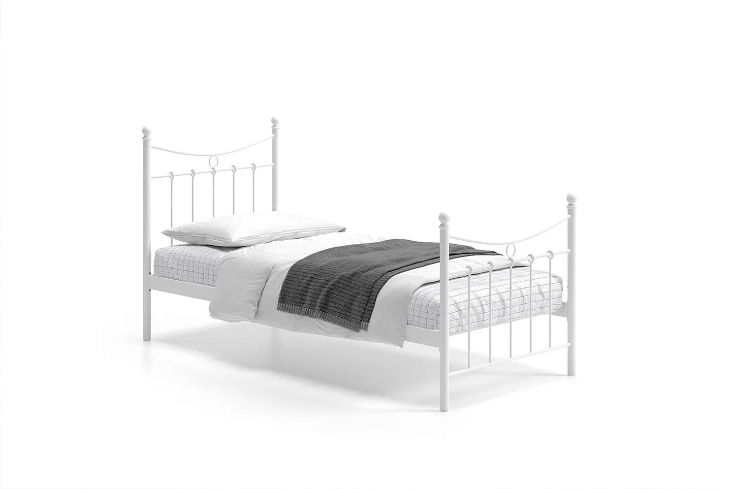 Lit 90x200 avec sommier Métal Blanc SORAYA ROUSSEAU