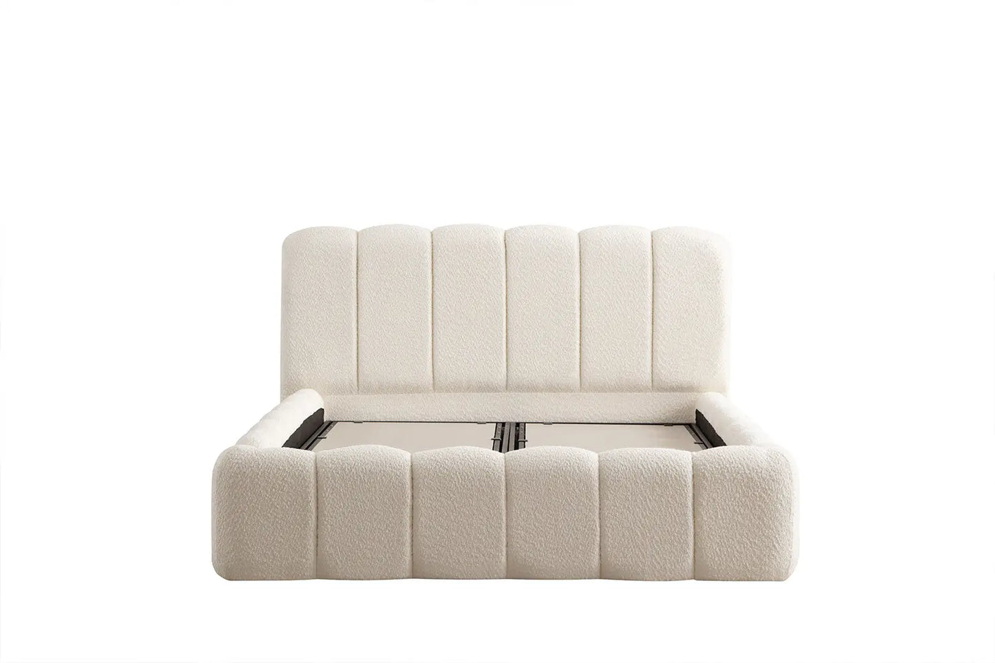 Lit Coffre ALYA Chenille Blanc Cassé 160 x 200 cm SAN MARTINO