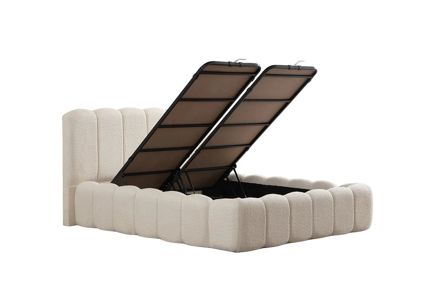 Lit Coffre ALYA Chenille Blanc Cassé 160 x 200 cm SAN MARTINO