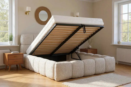 Lit Coffre BUBBLE Chenille Écru 140 x 190 cm SAN MARTINO