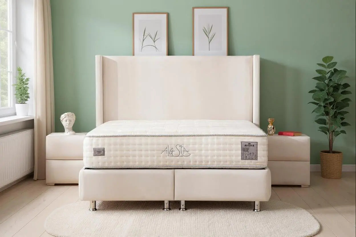 Lit Coffre COCO en Velours Blanc Ecru 140x190 cm SAN MARTINO
