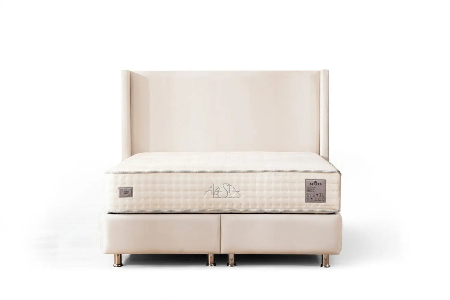 Lit Coffre COCO en Velours Blanc Ecru 140x190 cm SAN MARTINO