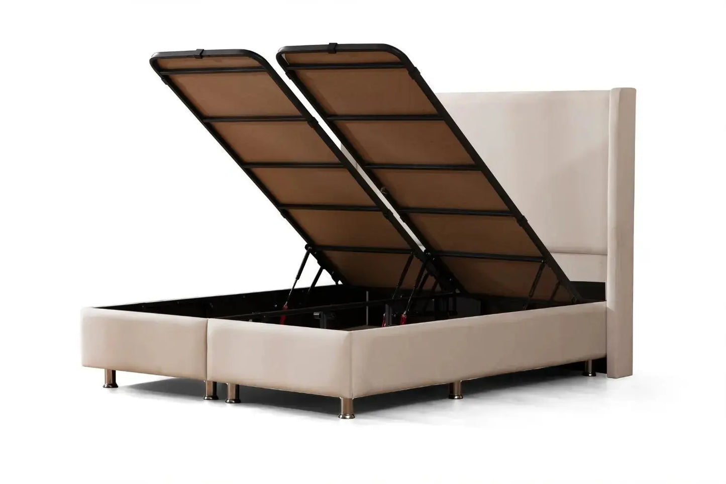 Lit Coffre COCO en Velours Blanc Ecru 160x190 cm SAN MARTINO
