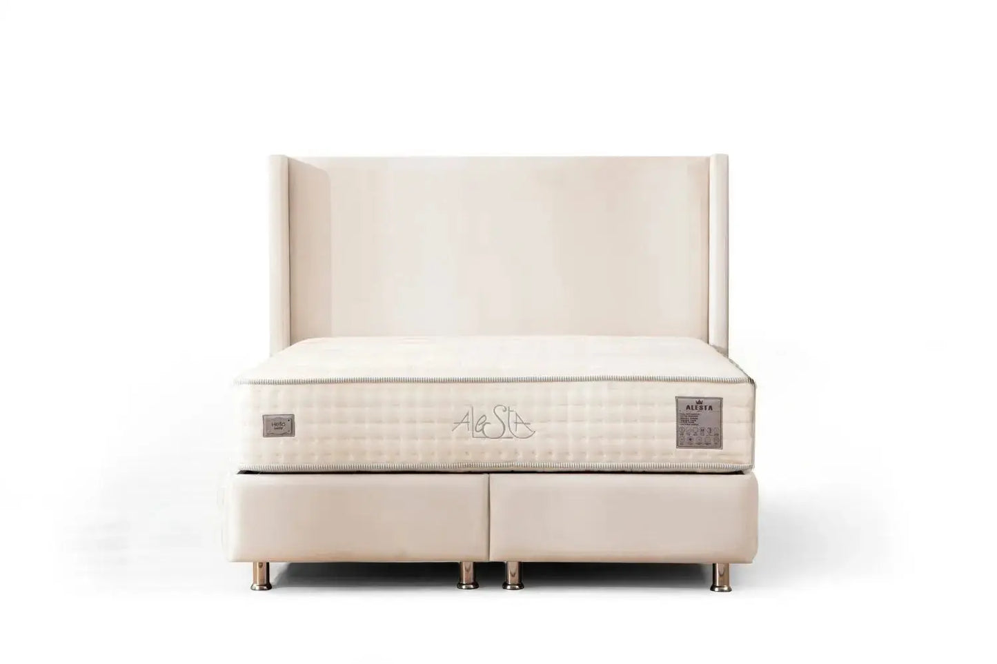 Lit Coffre COCO en Velours Blanc Ecru 160x190 cm SAN MARTINO
