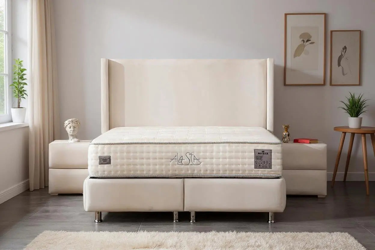 Lit Coffre COCO en Velours Blanc Ecru 180x200 cm SAN MARTINO