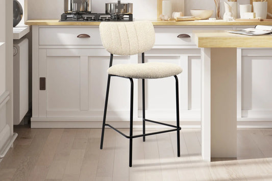 Lot de Chaises de Bar ANITA en Tissu Beige - 46 x 53 cm ROUSSEAU