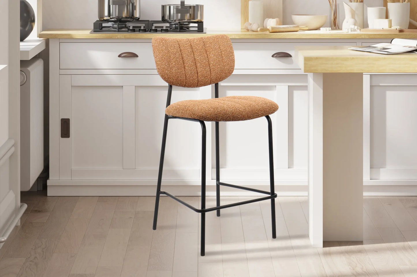 Lot de Chaises de Bar ANITA en Tissu Orange - 46 x 53 cm ROUSSEAU