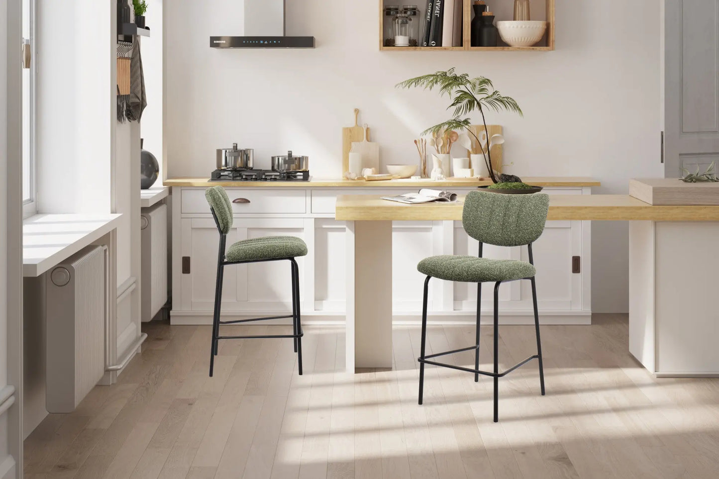 Lot de Chaises de Bar ANITA en Tissu Vert - 46 x 53 cm ROUSSEAU
