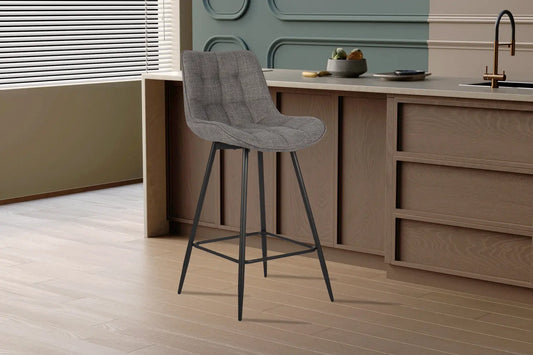 Lot de Chaises de Bar ARIANE en Tissu Gris Clair - 46 x 55 cm ROUSSEAU