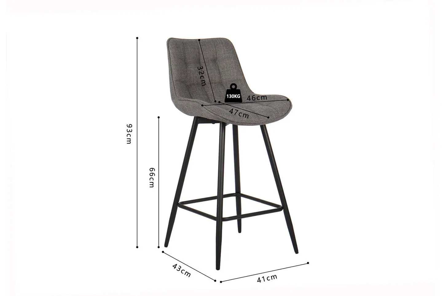 Lot de Chaises de Bar ARIANE en Tissu Gris Clair - 46 x 55 cm ROUSSEAU