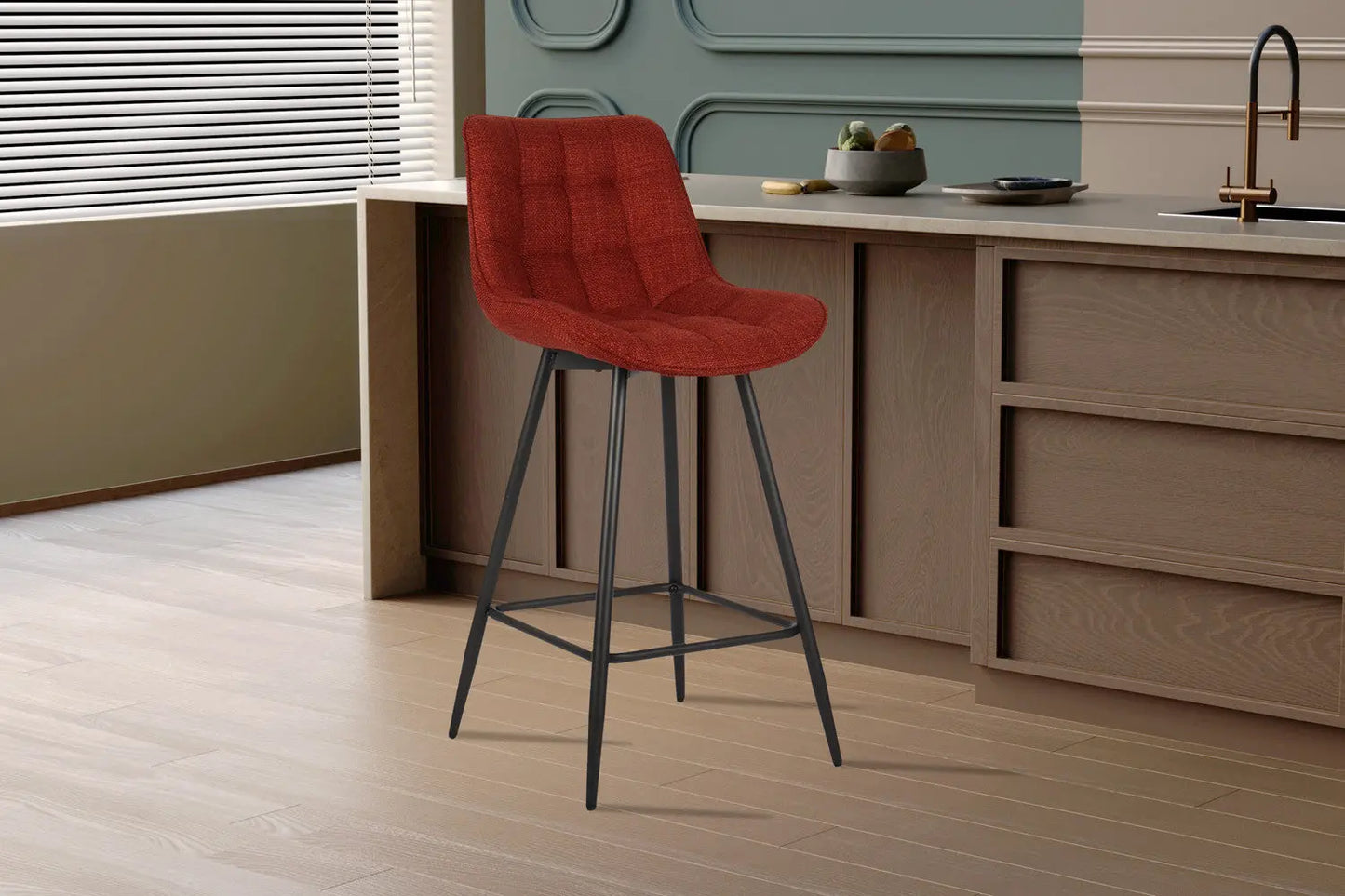 Lot de Chaises de Bar ARIANE en Tissu Rouge - 46 x 55 cm ROUSSEAU