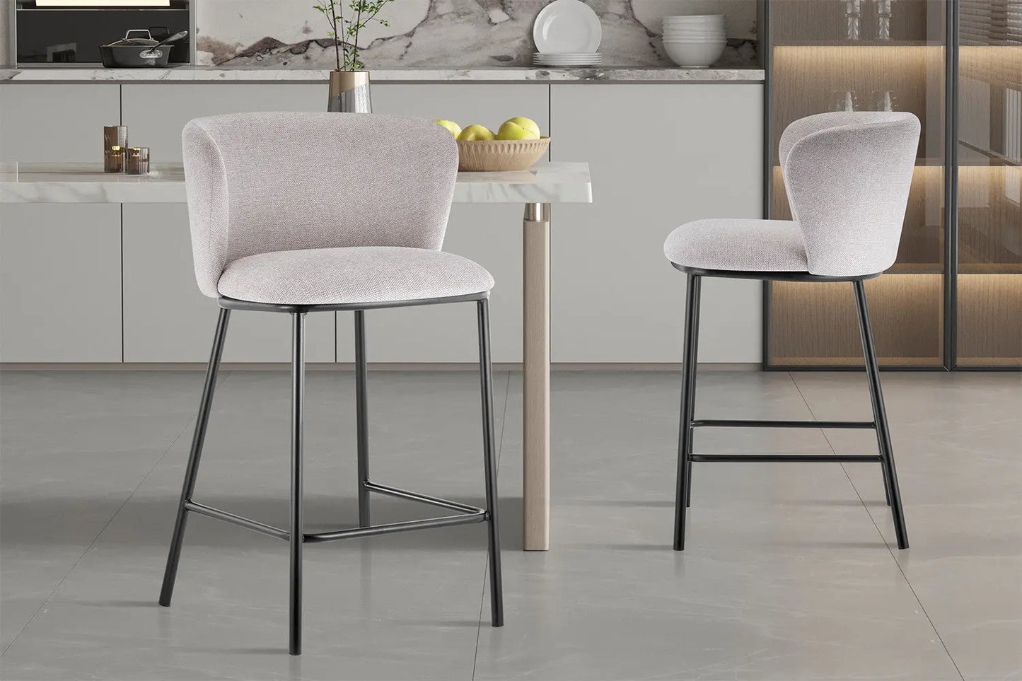 Lot de Chaises de Bar ARTHURO en Tissu Beige - 53 x 50.5 cm ROUSSEAU