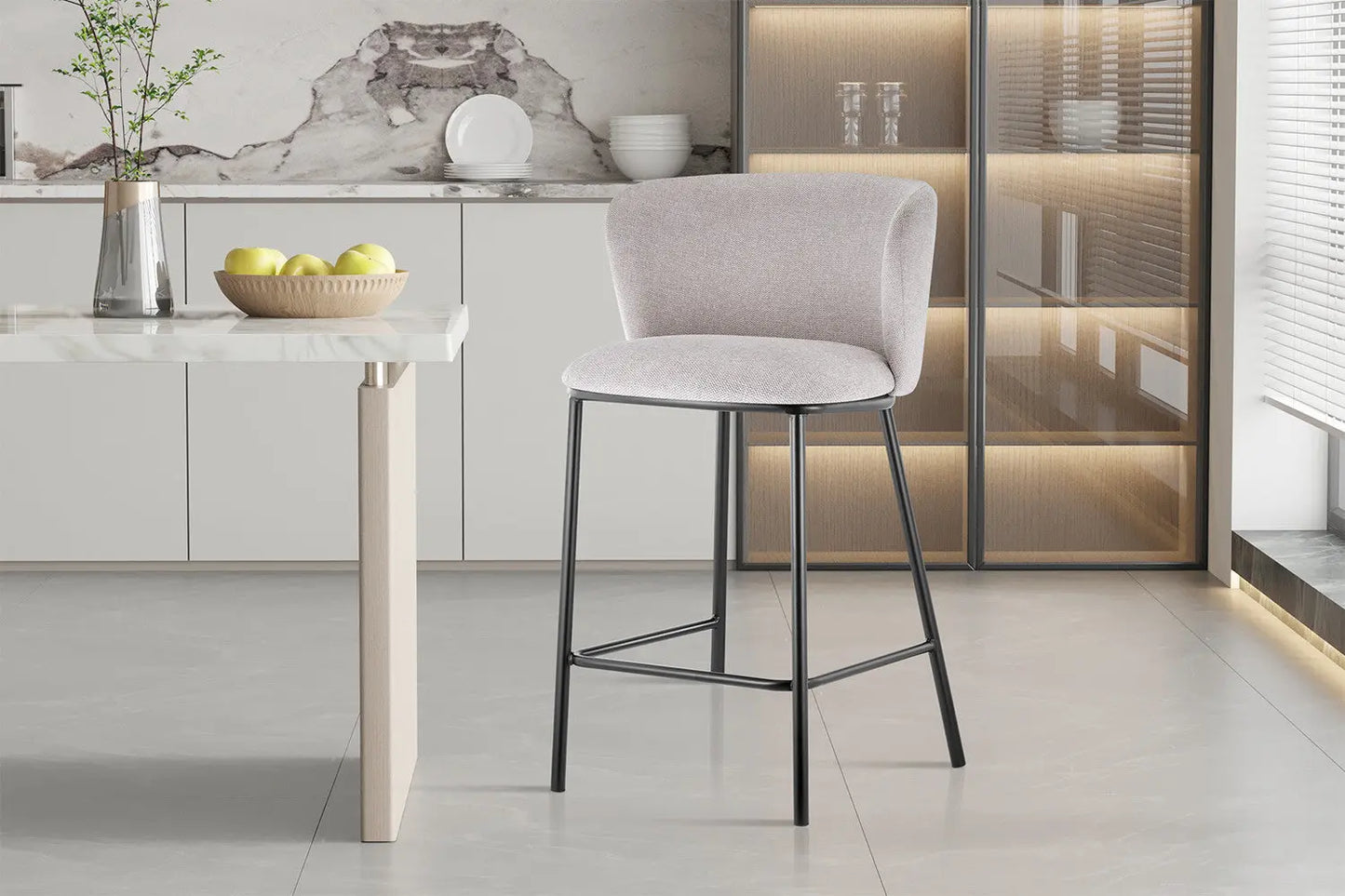 Lot de Chaises de Bar ARTHURO en Tissu Beige - 53 x 50.5 cm ROUSSEAU