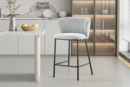 Lot de Chaises de Bar ARTHURO en Tissu Gris Clair - 53 x 50.5 cm ROUSSEAU