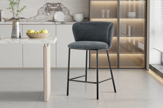 Lot de Chaises de Bar ARTHURO en Tissu Gris Foncé - 53 x 50.5 cm ROUSSEAU