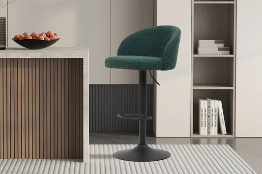 Lot de Chaises de Bar AYDA en Tissu Bouclé Vert - 49 x 46 cm ROUSSEAU