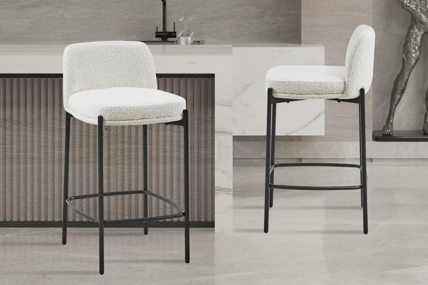 Lot de Chaises de Bar ELLYA Blanc - 37.5 x 46 cm ROUSSEAU
