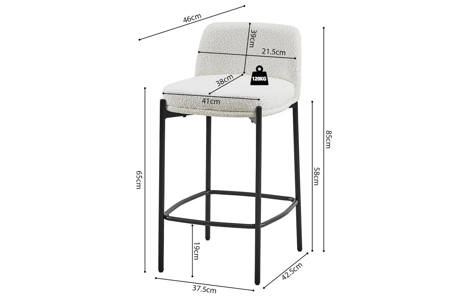 Lot de Chaises de Bar ELLYA Blanc - 37.5 x 46 cm ROUSSEAU