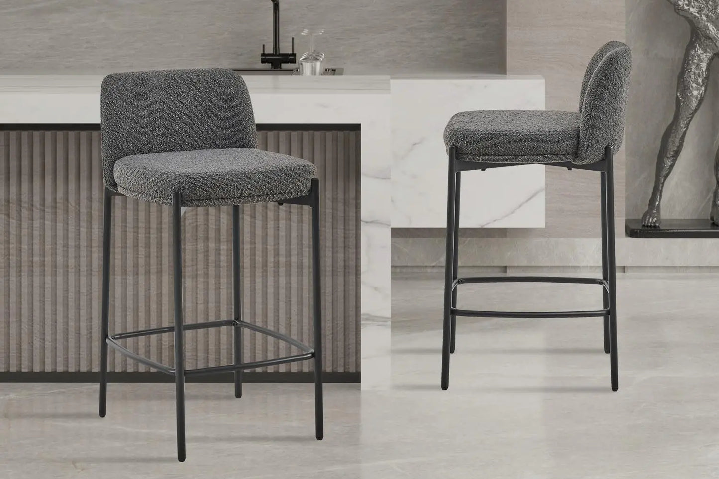 Lot de Chaises de Bar ELLYA Gris - 37.5 x 46 cm ROUSSEAU
