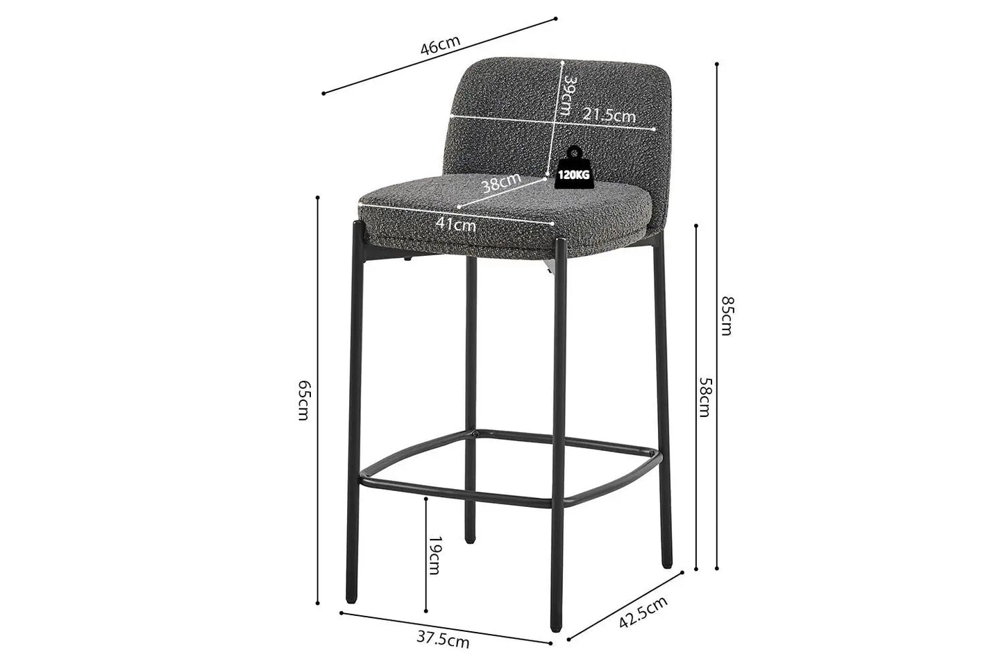 Lot de Chaises de Bar ELLYA Gris - 37.5 x 46 cm ROUSSEAU