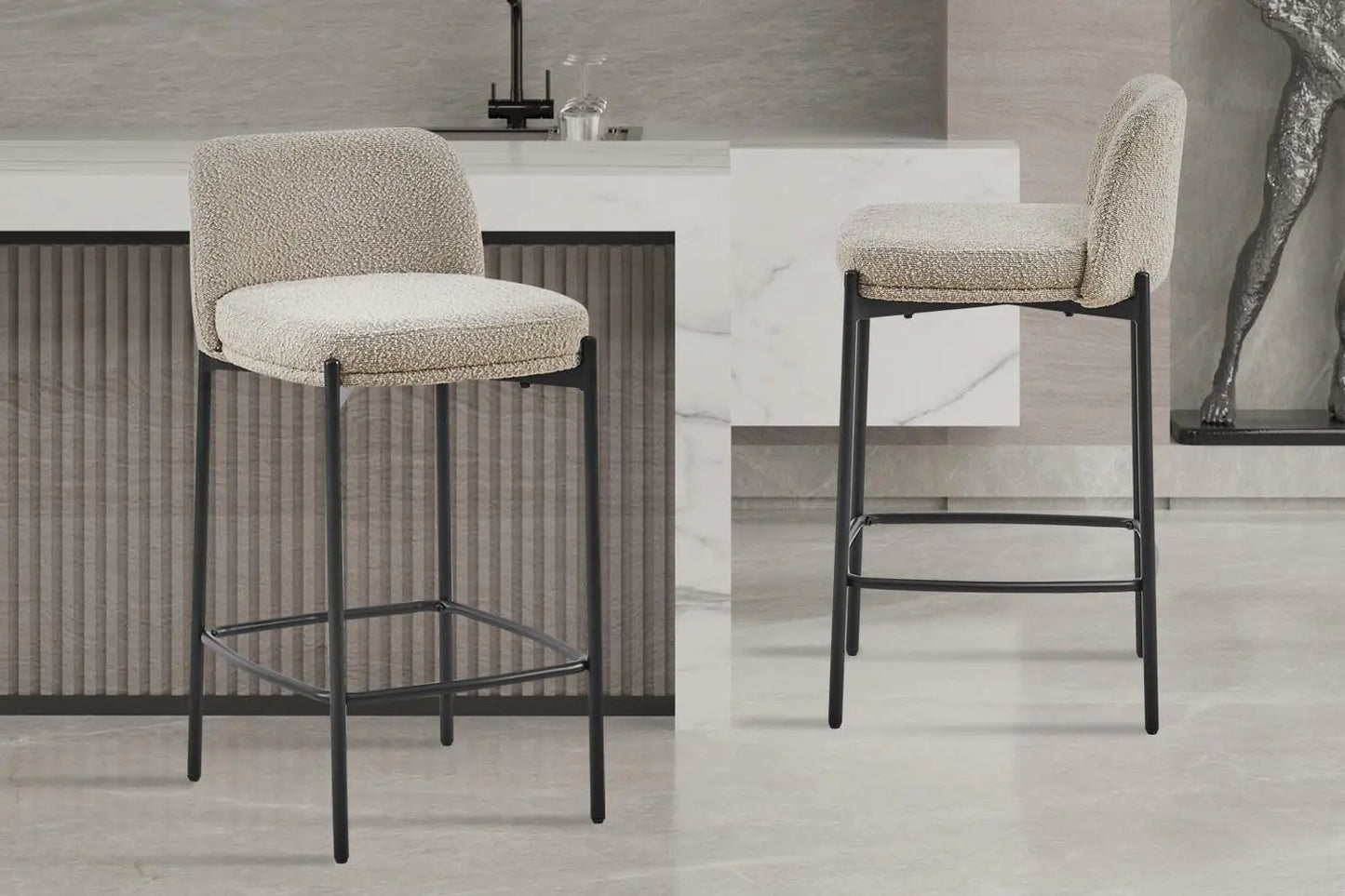 Lot de Chaises de Bar ELLYA Sable - 37.5 x 46 cm TiKoya