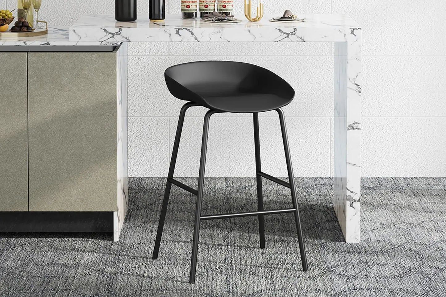 Lot de Chaises de Bar HANNA en PP Noir - 42.5 x 46 cm ROUSSEAU