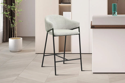 Lot de Chaises de Bar HINAYA en Tissu Gris Clair - 54 x 59 cm ROUSSEAU