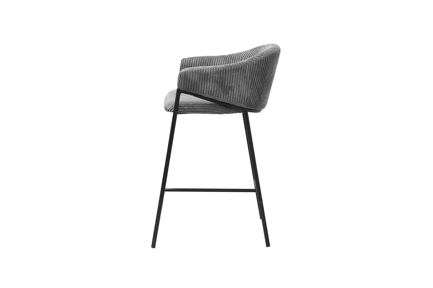Lot de Chaises de Bar HINAYA en Tissu Velours Côtelé Gris Foncé - 54 x 59 cm ROUSSEAU