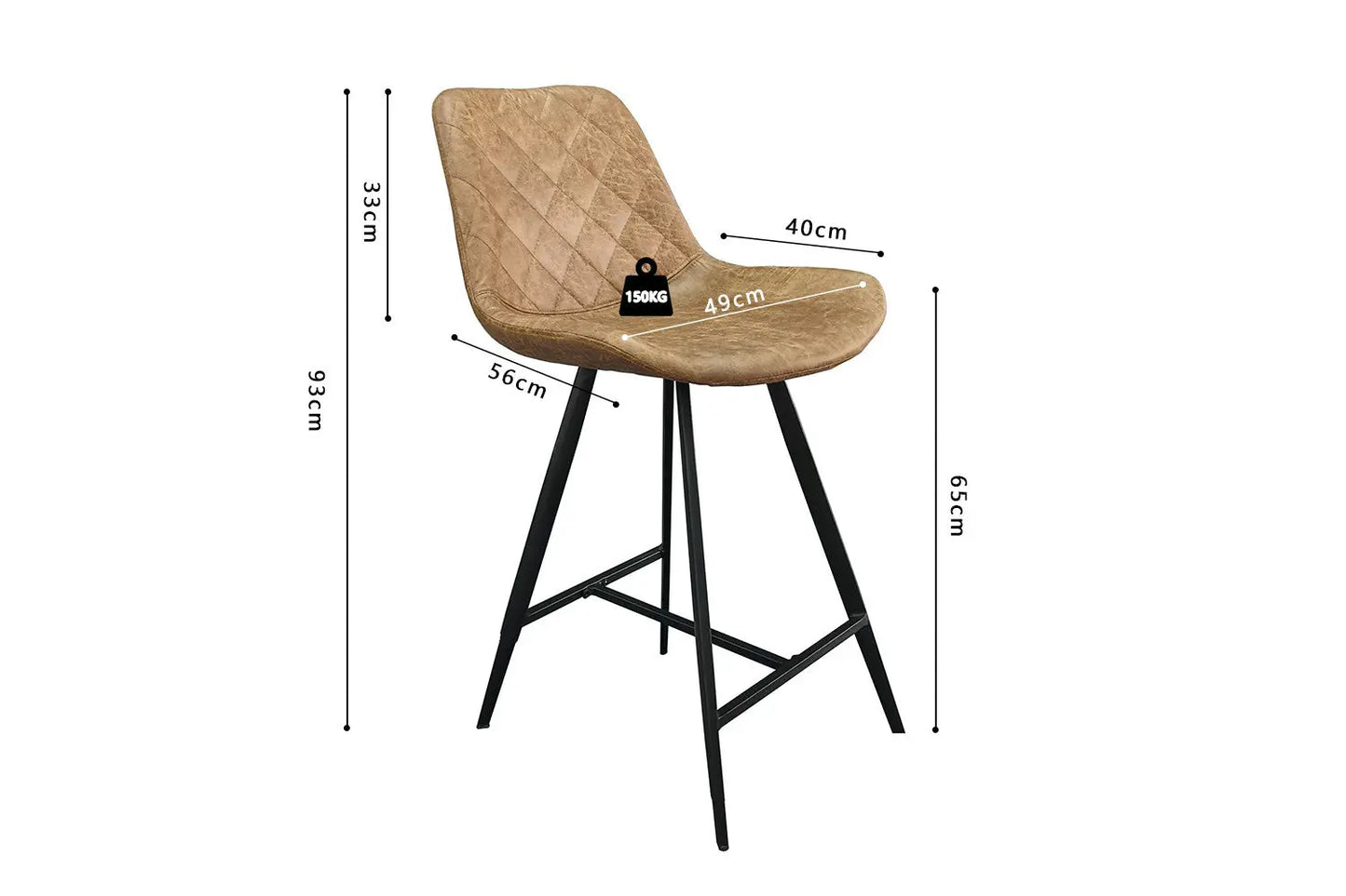 Lot de Chaises de Bar HINAYA en Tissu Velours Côtelé Gris Foncé - 54 x 59 cm (Copie) ROUSSEAU